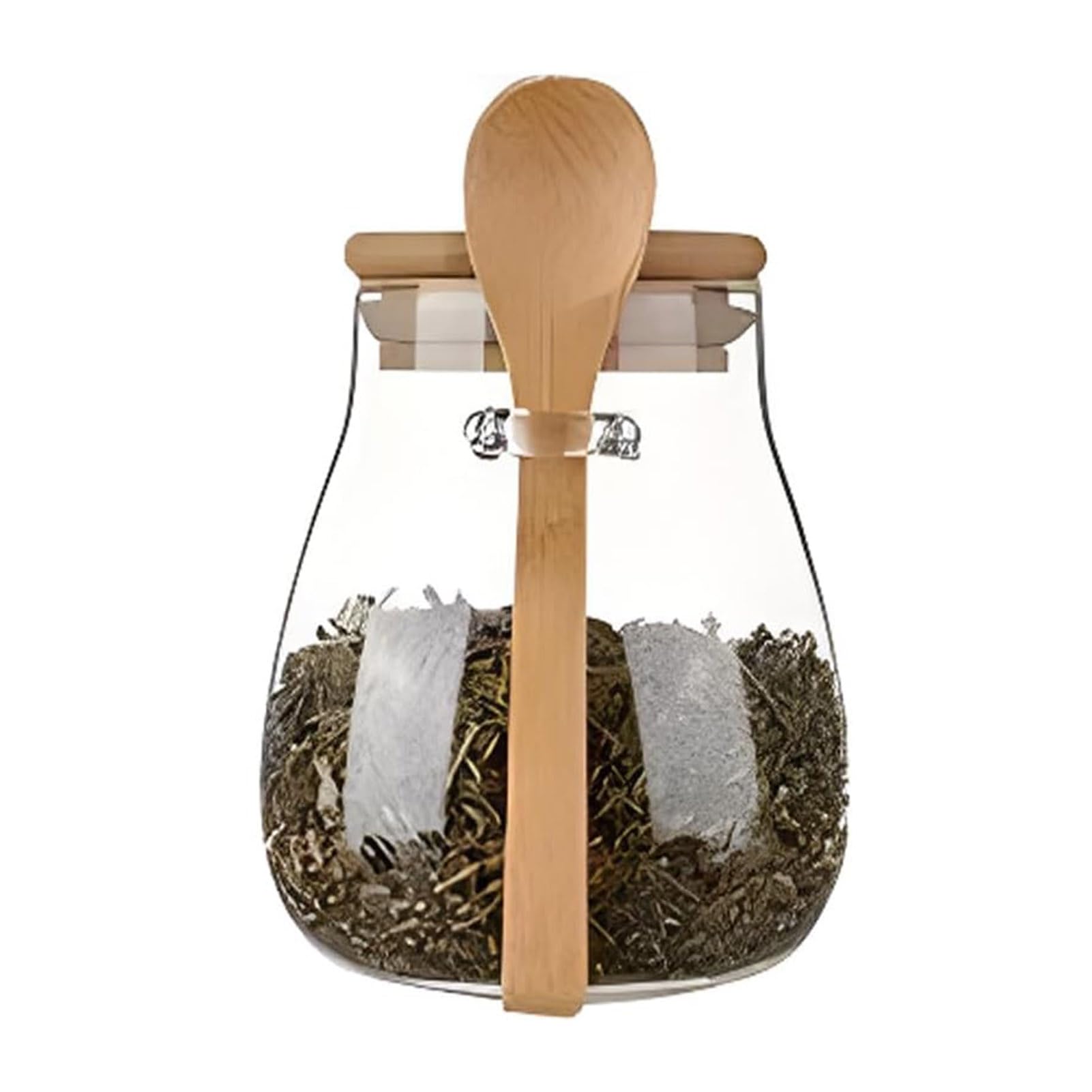 matumou Glass Storage Jar with Bamboo Lid Large Capacity Food Grade Free Transparent Glass Jar Storage Container with Spoon