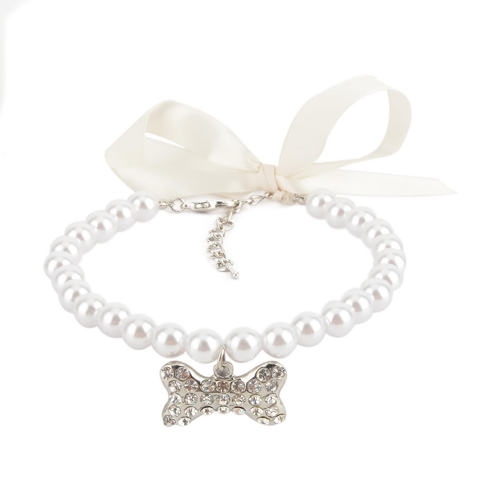 Collari di perle per cani di taglia grande Gatti Collana per animali domestici Gioielli Chihuahua Yorkie Ragazza Abbigliamento Abo Accessori per costumi Corda metallica  15