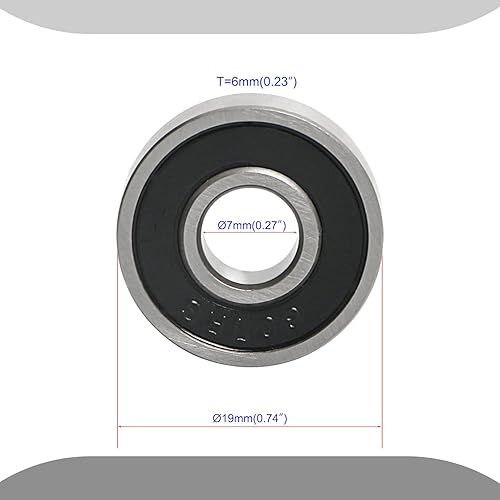 Miniatura 2 de Aopin 607-RS Rodamientos de bolas rodamientos de 0,27 x OD 0,74 pulgadas doble goma sellada miniatura, aplicable para monopatines, impresora 3D