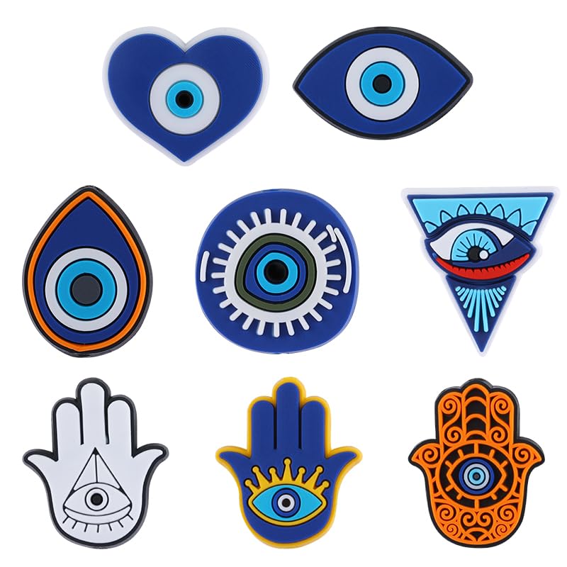 HUAAPLEVLA Evil Eye Silicone Beads for Keychain Making, 8 Pcs