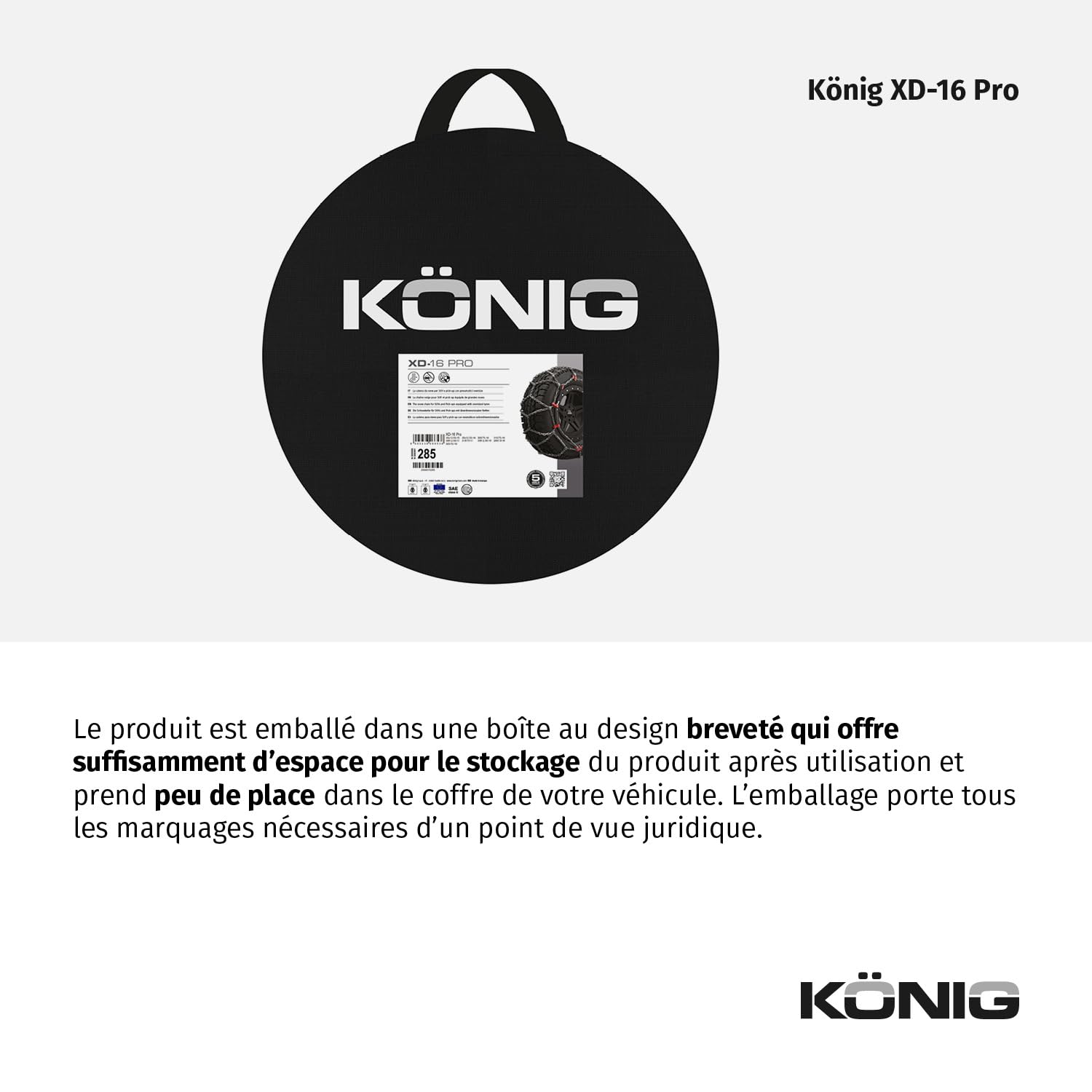 KÖNIG XD-16 Pro 285 Chaînes à neige homologuées
