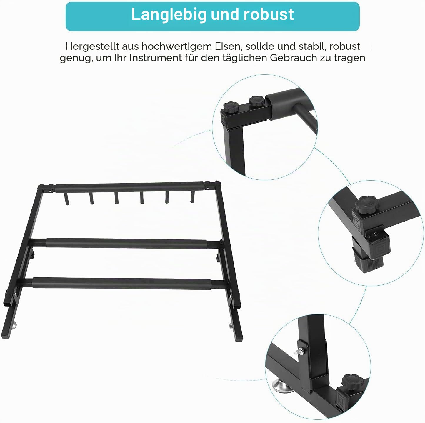 Dioche Gitarren- und Bassständer mit 5 Gitarrenständern, zusammenklappbar, mit rutschfester Gummipolsterung, für 5 elektrische Instrumente (5 Plätze)