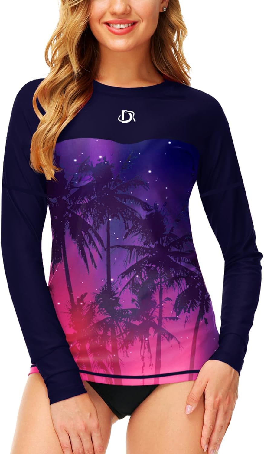Deerose Womens Rash Guard Long Sleeve Sun Protection Shirts for Swimming
