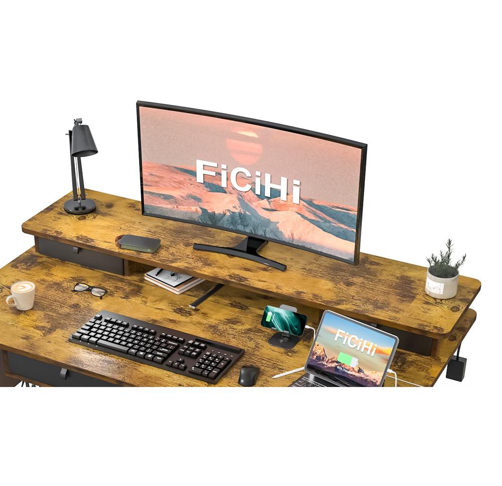 Amazon.com: FiCiHi 55x30Inch Standing Desk with Drawers,Electric