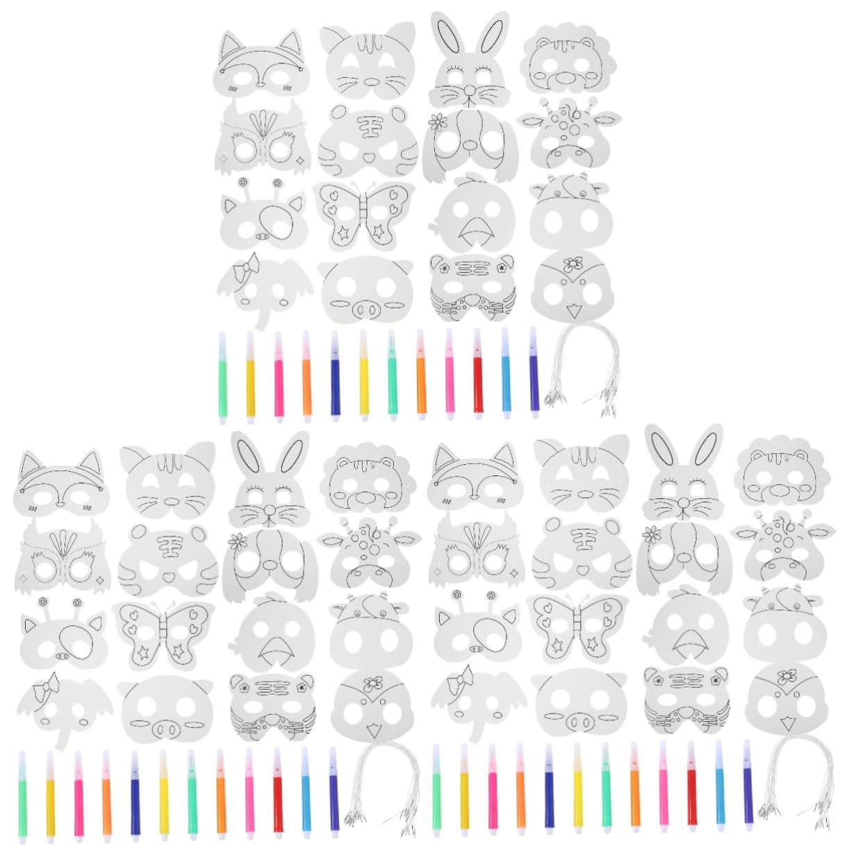 Operitacx 48 Pz maschera animale maschera da decorare Maschere per decorazioni Maschere fai da te da dipingere bianca da decorare di halloween bianca Carta
