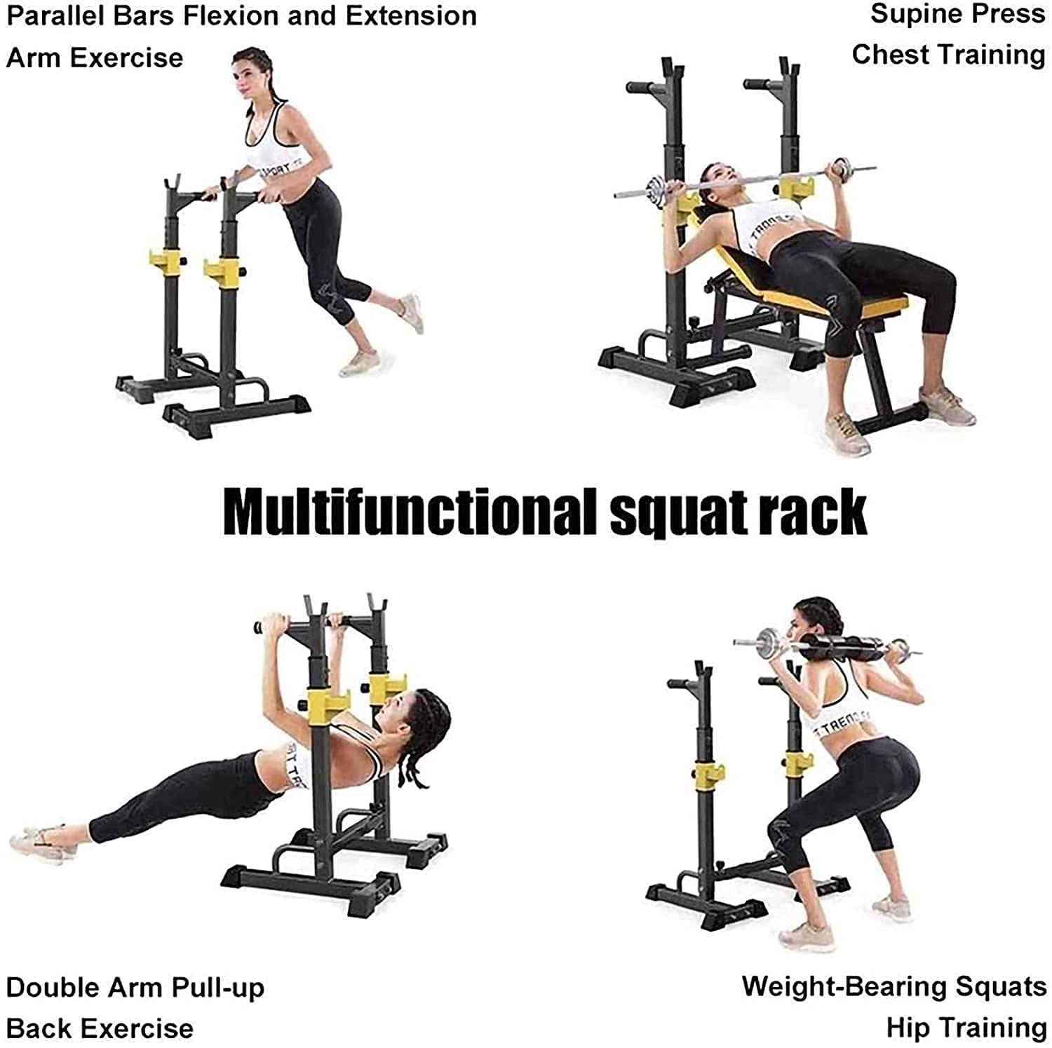 Squat Rack Squat Stand Bench Press Rack Supporti Regolabili per Squat Rack Panca Press Bar e Pesi Supporto per bilanciere Olimpico Sollevamento Pesi Allenamento della for
