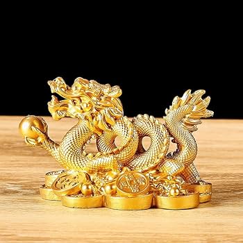 Amazon.co.jp: 龍の置物 神龍 風水 龍 黄金龍 龍神 置物