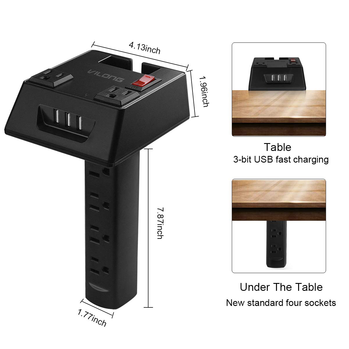 Desk Power Strips, 2in1 Combined Power Outlets, Desktop Recessed
