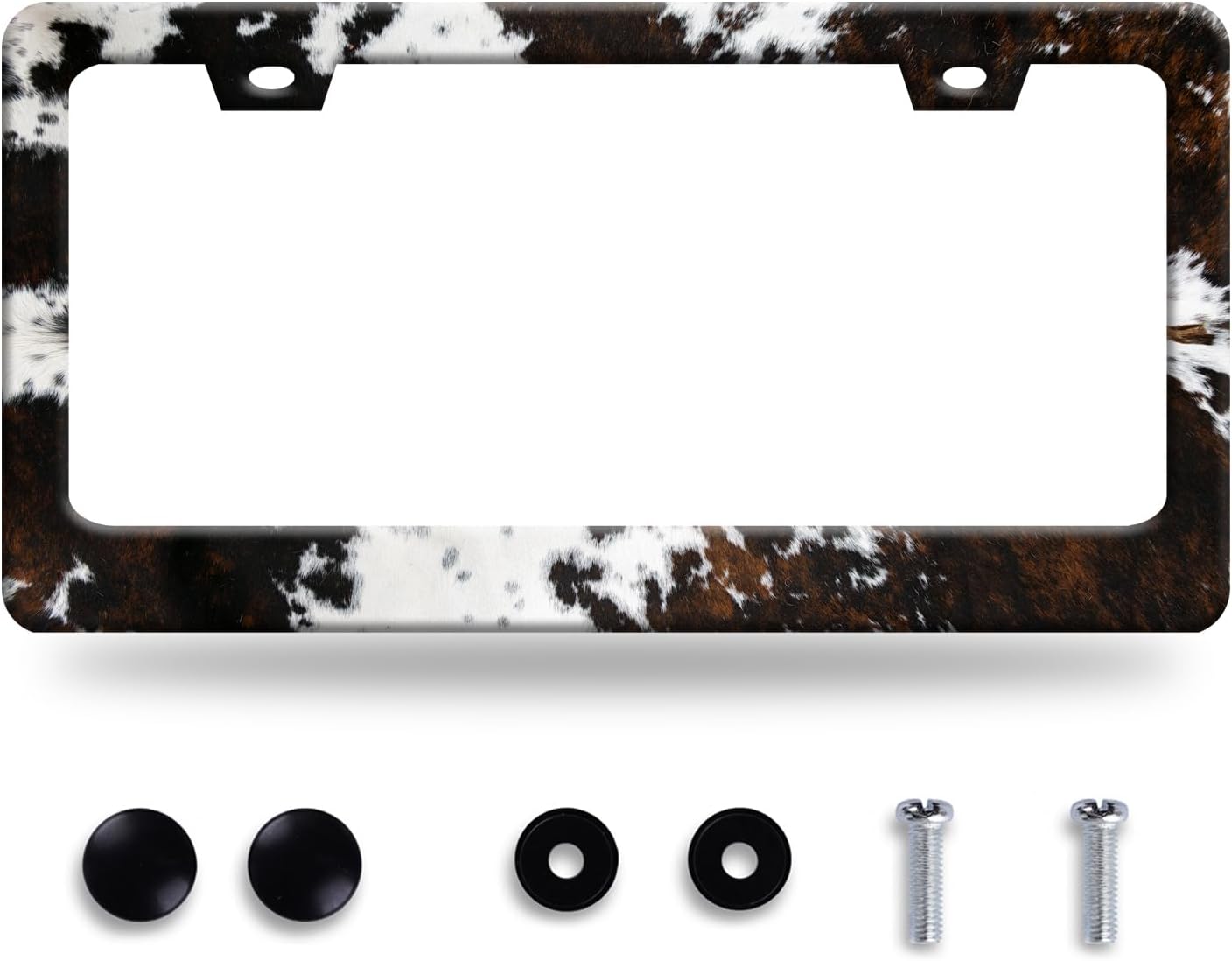 Retro Cows Pattern License Plate Frame Stainless Steel Accessory 12.3 x 6.3
