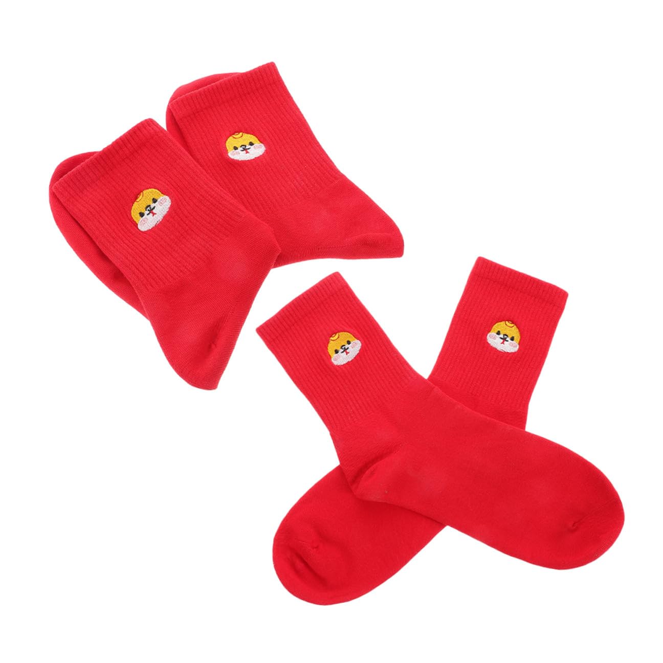 Ipetboom 2paires Chaussettes Brodées de Serpents pour Nouvel An Chinois Coton Doux Unisexes Pours Fêtes Vie Quotidienne