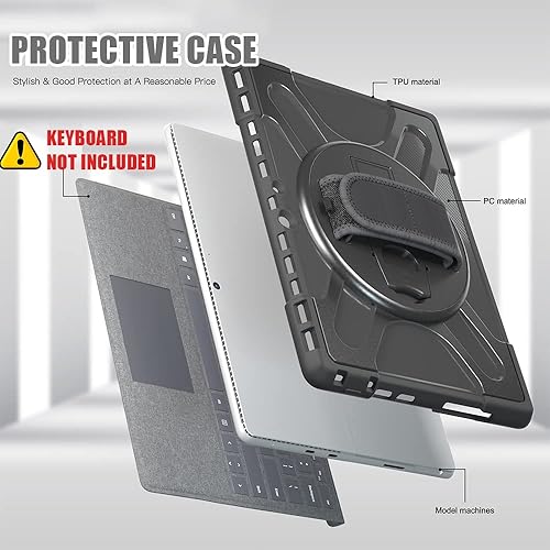 Miniatura 7 de ZenRich Surface Pro 8 - Funda resistente de 13 pulgadas 2021 para Surface Pro 8 con soporte y correa de mano, resistente a los golpes, compatible