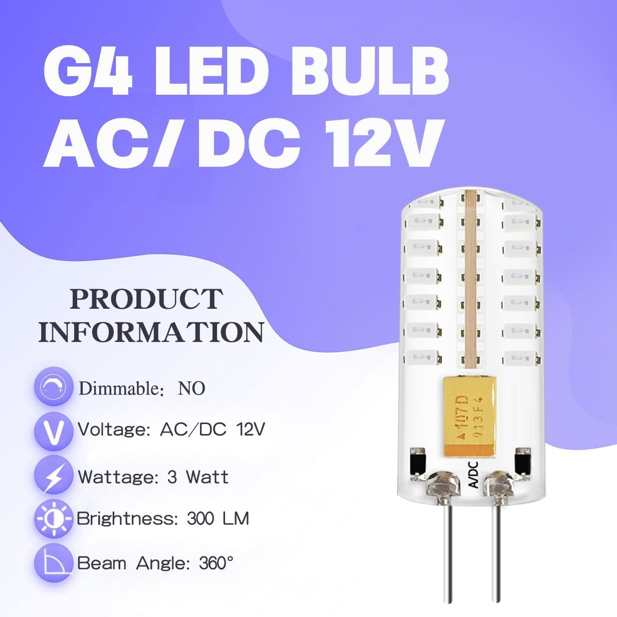 RGB G4 Bi-pin LED Bulbs 12V 3W 6-Pack(2X Red/2x Green/2x Blue), 20W-30W Halogen G4 LED Bulb for Low Voltage Christmas Holiday Party Decoration Outdoor Tree Landscape Light Bulbs