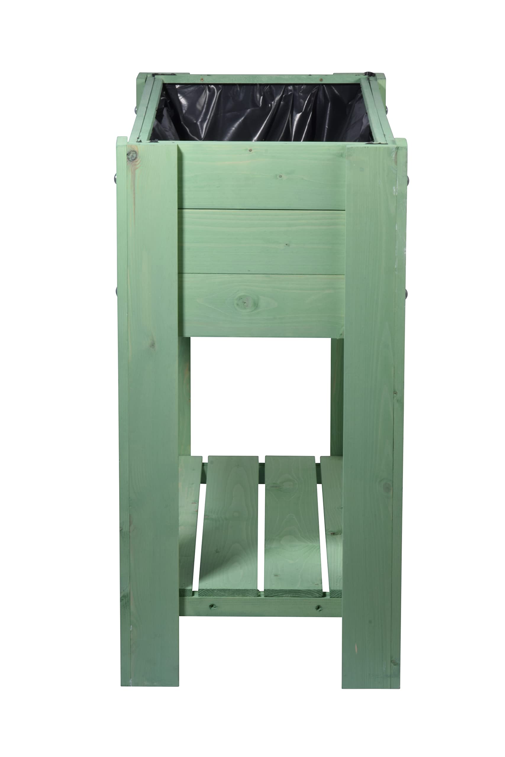 dobar 58292FSCe – Elegante bancal Alto Urban con Superficie de Almacenamiento – Bancal Elevado para Verduras con lámina – Jardinera Verde Menta para balcón, jardín y terraza