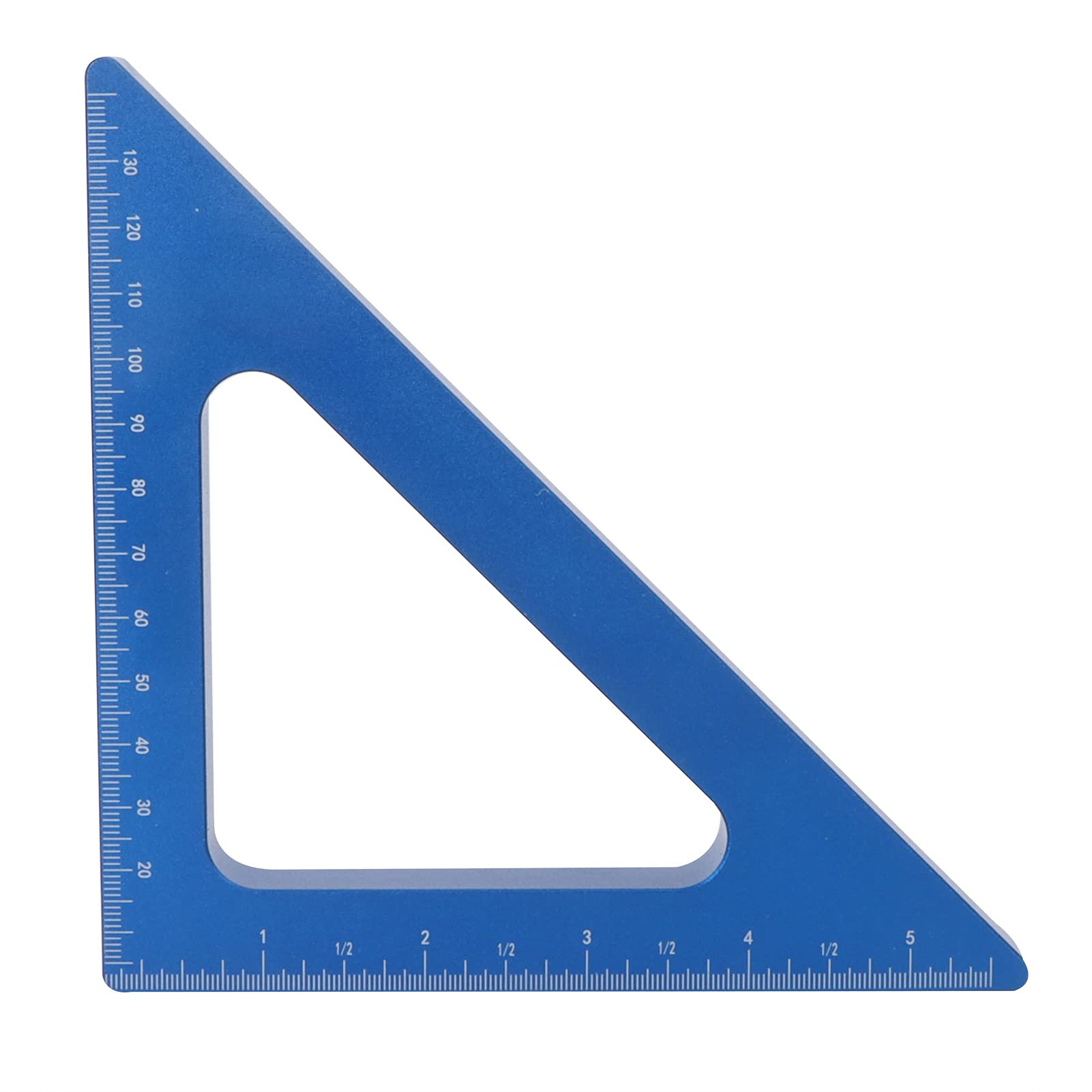 MRKU Dreiecklineal, Blaue Aluminiumlegierung, 15 mm dick, 90-Grad-Holzbearbeitungsmesswerkzeug mit Zoll- und metrischen Skalen