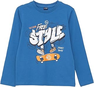 تيشيرت وبنطلون رياضي مطبوع برقبة دائرية ضيقة وأكمام طويلة للأولاد من ال سي وايكيكي