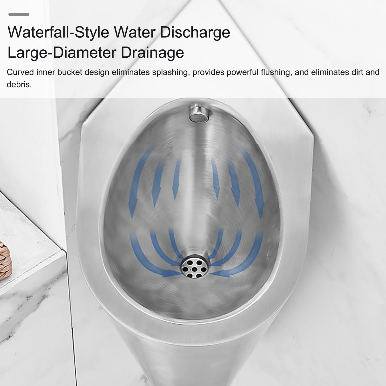 Urinarios de Esquina para Baño de Hombres, Urinarios de acero inoxidable 304, con Sensor de Descarga Inteligente, para Bares, Hoteles, Baños Públicos