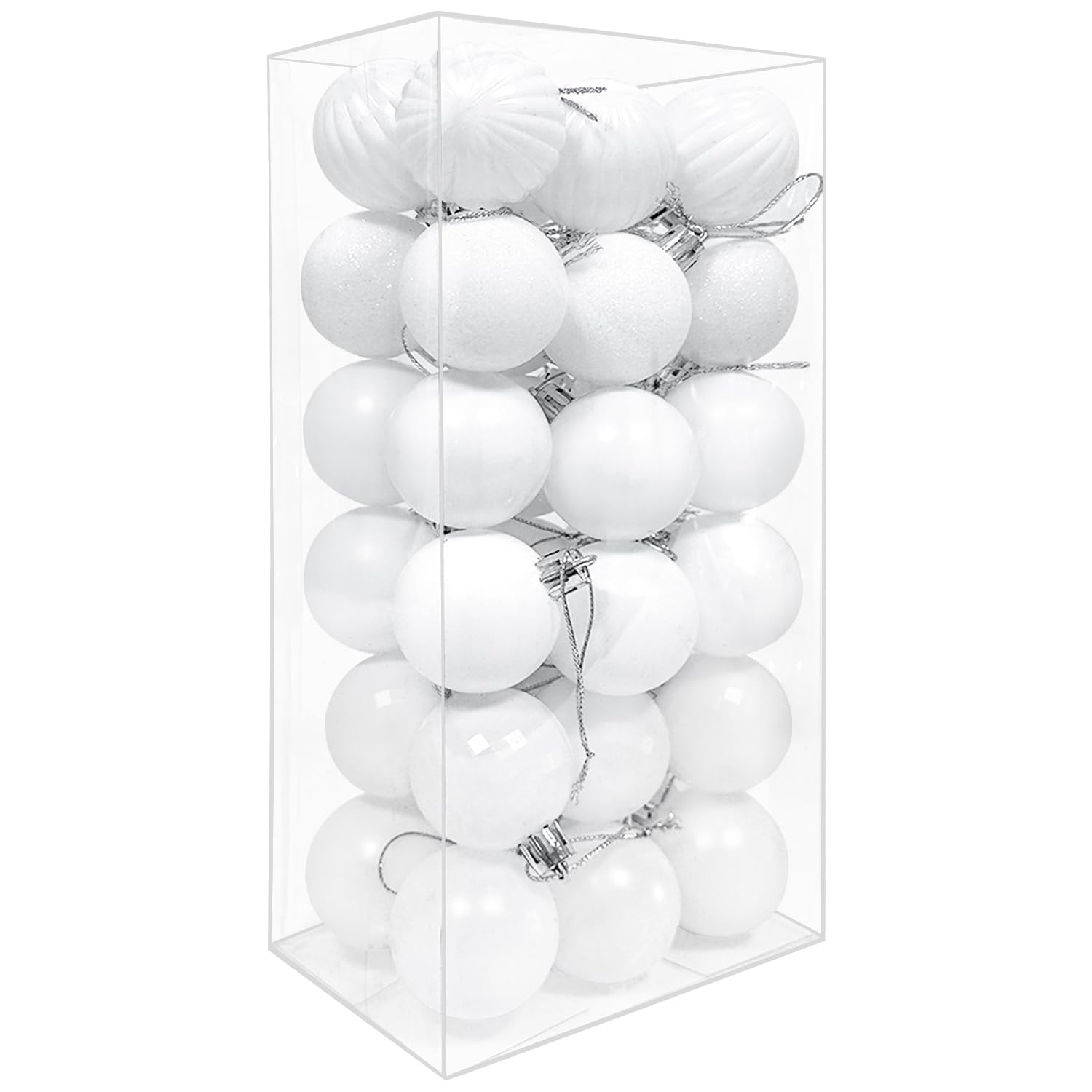 Mu Mianhua White 36Pcs 4Cm Christmas Balls Christmas Tree Decoration Baubles Ornaments Shatterproof Balls For Xmas Hanging Festive Holiday Home Decor,