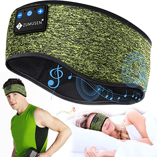 Schlaf-Kopfhörer, Bluetooth-Stirnband, Sport, kabellose Schlaf-Kopfhörer, atmungsaktives Musik-Stirnband mit Bluetooth 5.2, perfekt für Workout, Laufen, Schlaflosigkeit, Reisen, Yoga (grün) Cover
