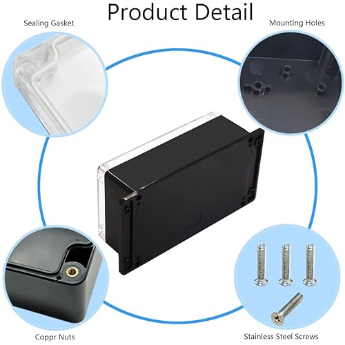 Miniatura 96 de Project Box - Caja de conexiones impermeable IP65, cajas eléctricas de plástico ABS, caja electrónica para proyectos de bricolaje, caja de Negro