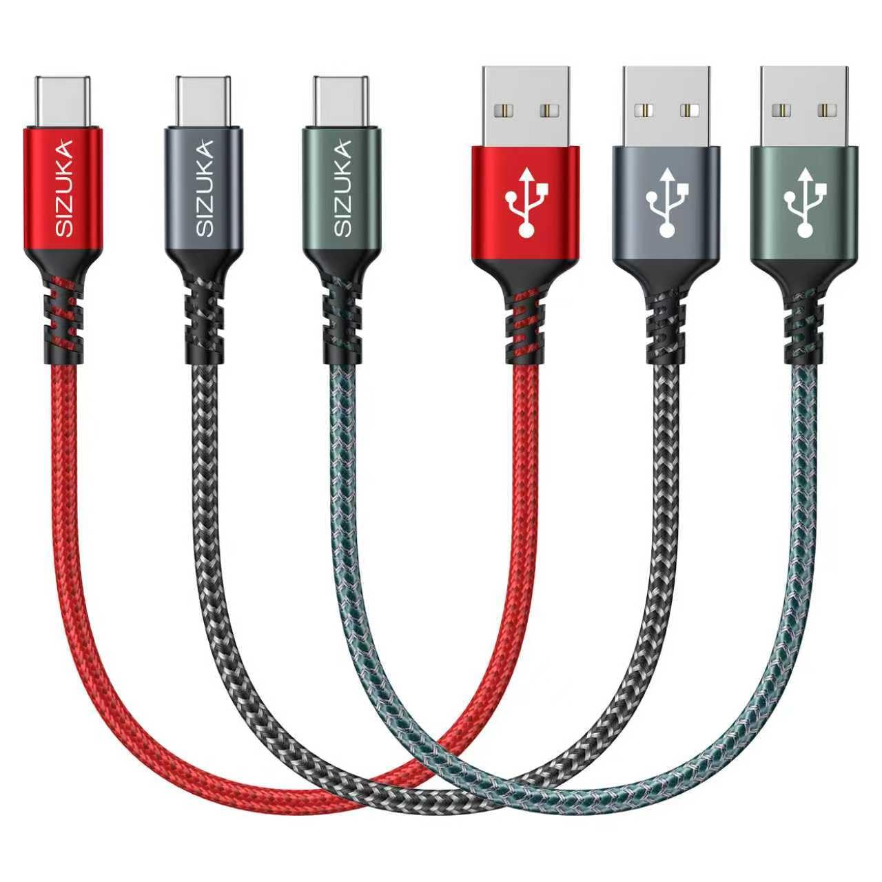 Cavo USB C [0.3M 3Pezzi] 3.1A Cavo USB Type-C Ricarica Rapida Nylon Cavo Tipo C per Samsung Galaxy S23 S22 S21 S20 S10 A71 A51 Huawei P50,Mate 40,MateBook,Xiaomi,OnePlus 9,Google Pixel 5,Realme