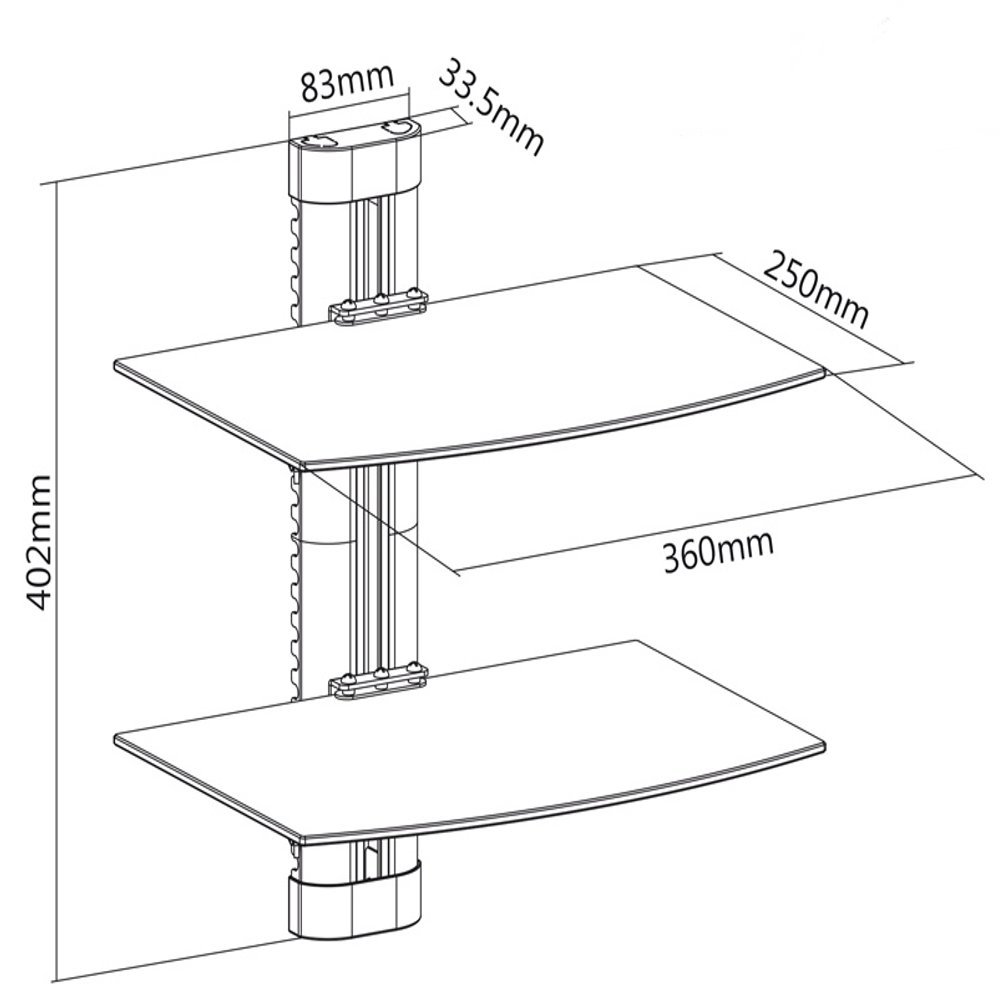 Maclean MC-662 Supporto DVD da Parete con Dopia Mensola in Vetro Scaffale da Muro Console PS3 PS4 Xbox