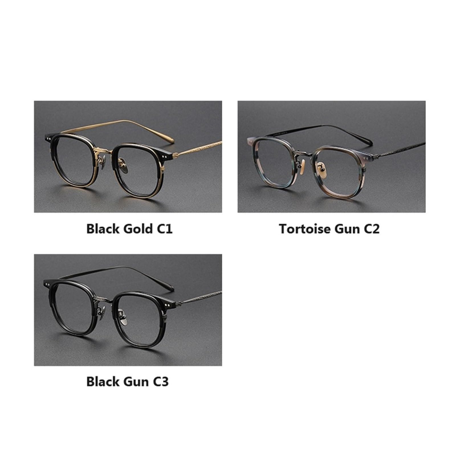 Montature for Occhiali Rotonde Occhiali in Acetato Occhiali in Titanio Uomo Donna Occhiali da Lettura Montature Senza prescrizione Occhiali Completi Vintage(Gold)