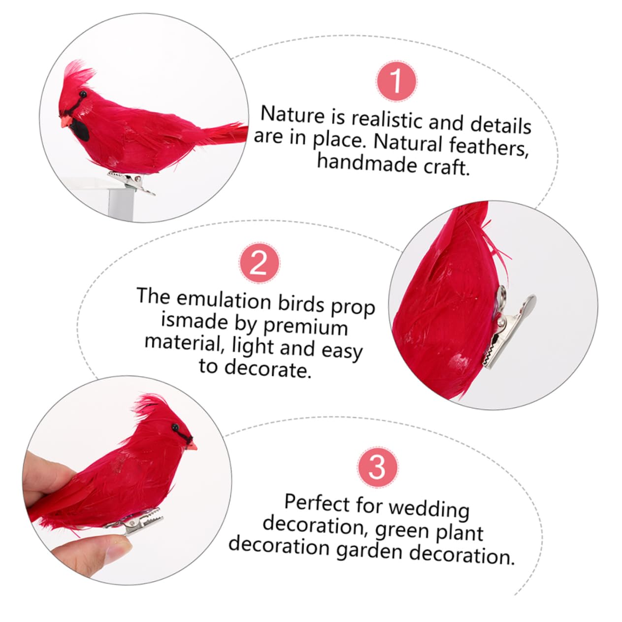 TOPBATHY 2 Series Adornos Navideños De Pájaros Artificiales con Clip De Decoración con Rojas para Árboles De Navidad Y Accesorios para Fotografía Y Decoración 10 Piezas*2