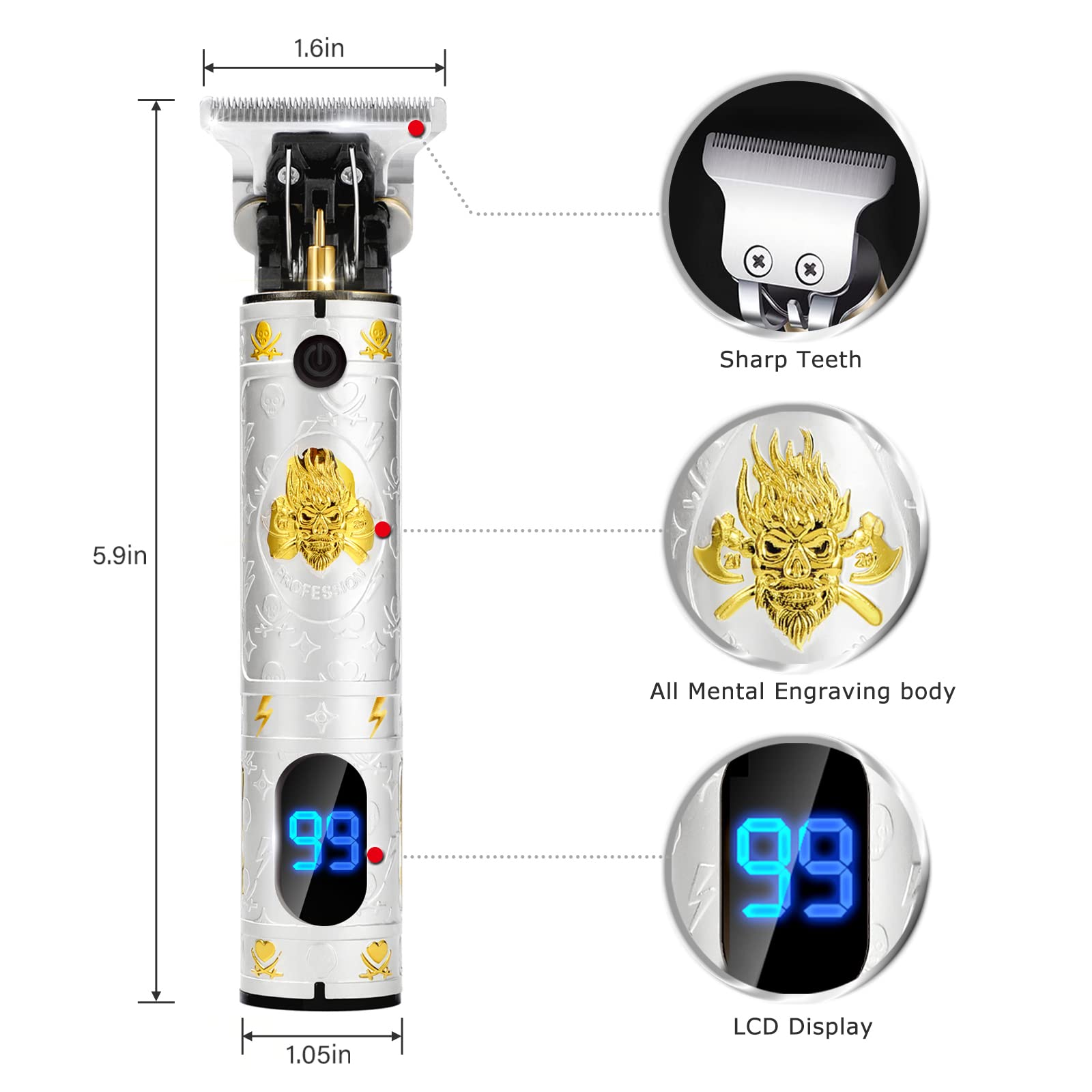 Ten-Tatent Hair Clippers Men, Hair Trimmers, T-Blade Trimmer, Cordless Rechargeable Grooming Kits - Image 2