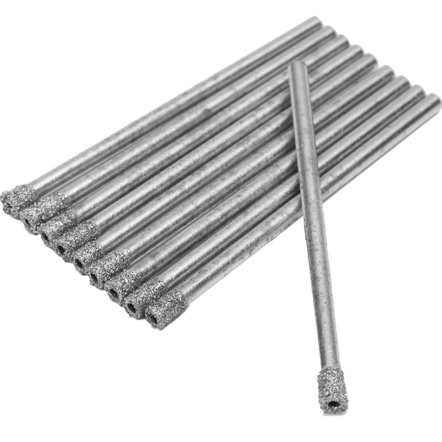 10-Pc 1/8" Diamond Hollow Core Drill Bit Set | Dremel Compatible Diamond Drill Bits for Glass, Stone, Ceramic & Tile