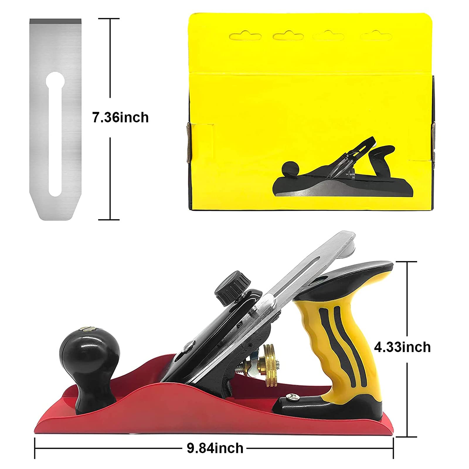 Pialla Manuale, pialla Strumenti per la Lavorazione del Legno Controllo Regolabile La profondità, Pialla per Legno da 9,2 Pollici 2 Pollici Cutter/ 2 Lame