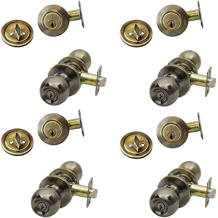 Amazon Com Nu Set 4 X F E 5 3 Ka Door Knob Set Of 4 Antique Brass Home Improvement