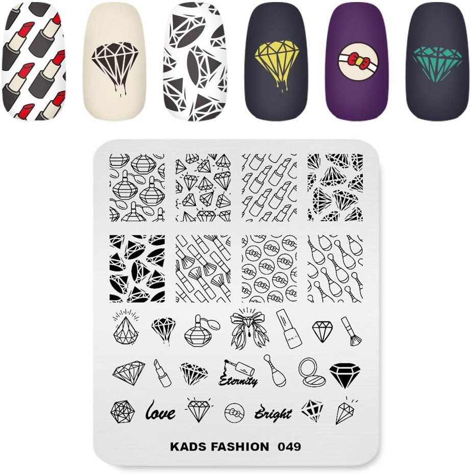 Nail Stamping Plate Fashion Diamond Rich Luxury Lipstick Make Up Theme Multi-Pattern Stamp Print Image Stamp Template Nail Art for Nail Design By Rolabling