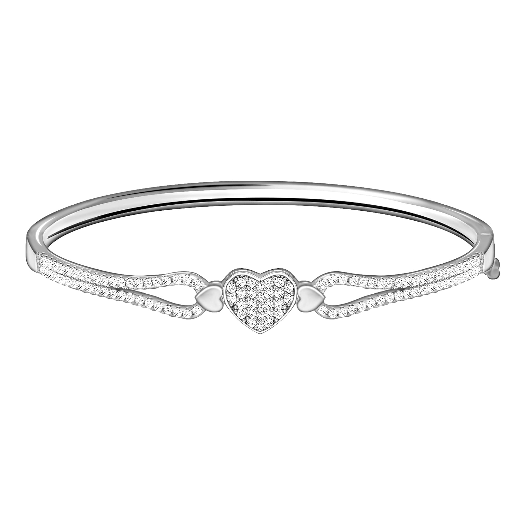 GIVA 925 Silver Zircon Studded Heart Bangle Bracelet Gifts for Girlfriend, Gifts for Women & Girls| With Certificate of Authenticity and 925 Stamp | 6 Month Warranty* (B0999M54MV) Amazon Price History, Amazon Price Tracker