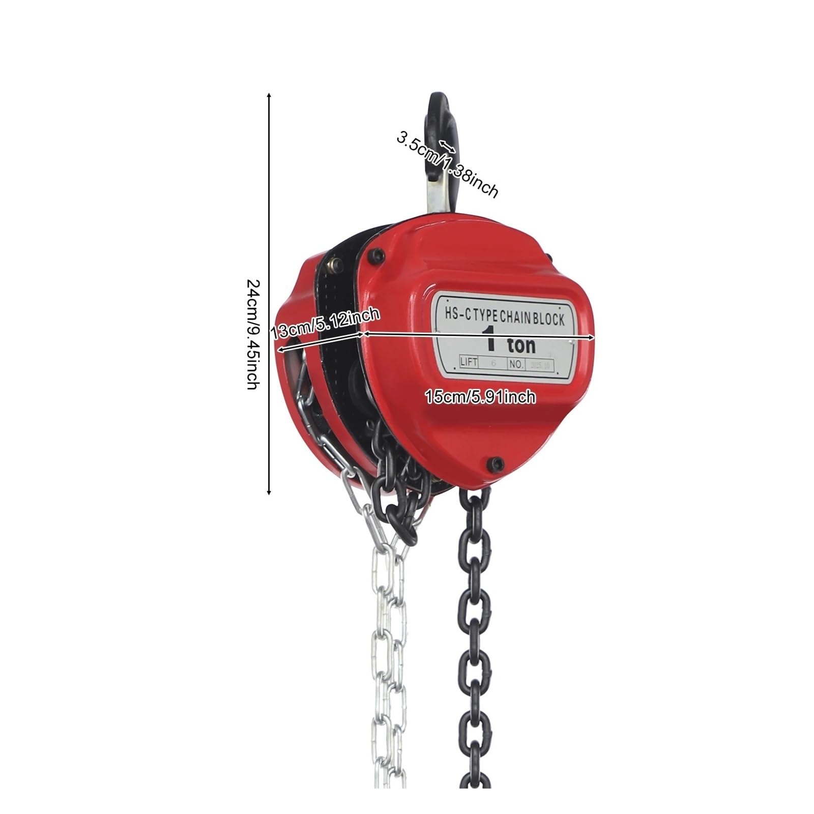 Manueller Kettenzug, 1 Tonne Kapazität, 6 M Hub, Robust, G80-Manganstahl, Hand Für Garage, Fabrikdock, Rot Elektrischer Hebezeug-Stützarm flaschenzug
