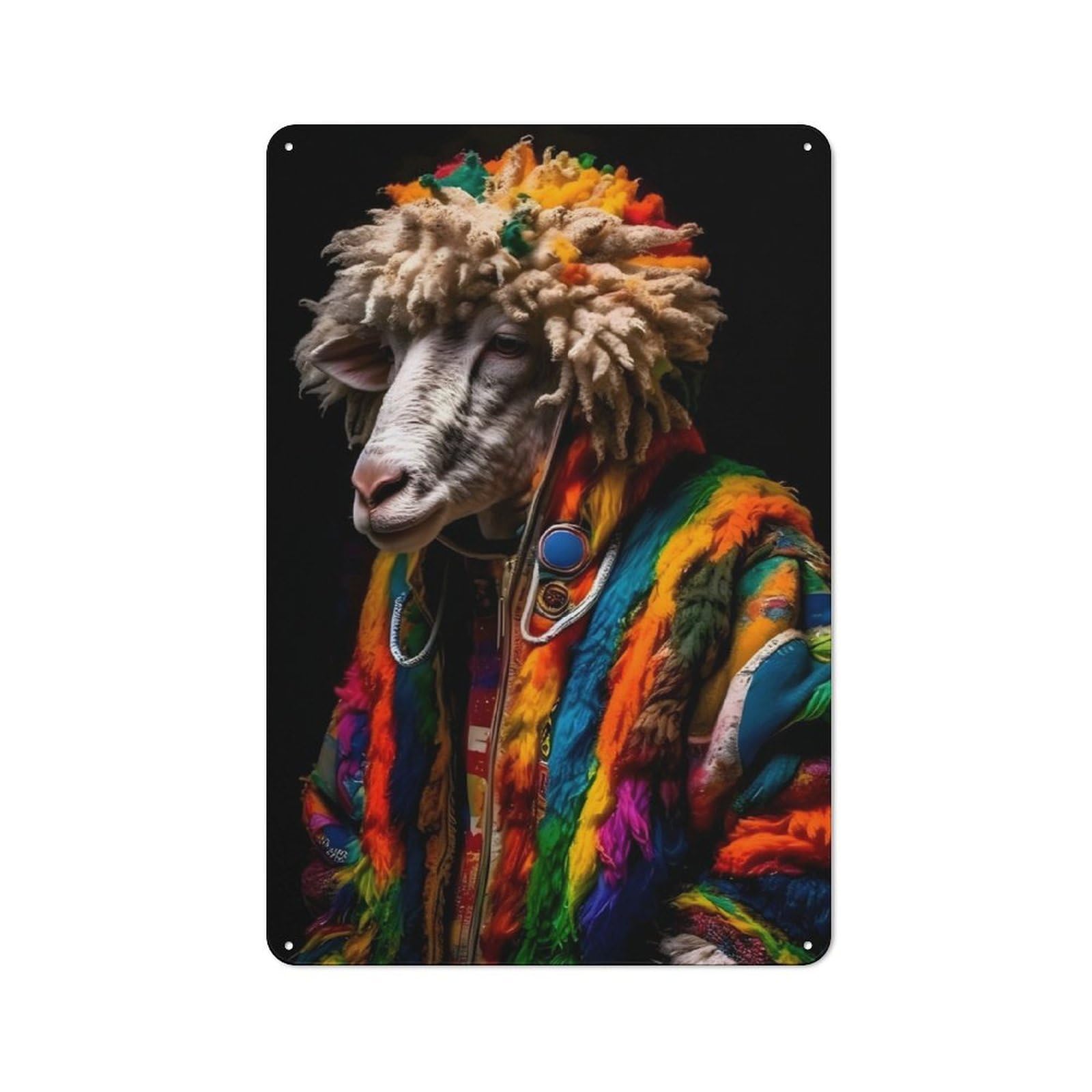 Junmoney Future Goat Printed Metal Sign 30X20cm For Studio Or Craft Room, A New Home Present For Creative-Space Collectors