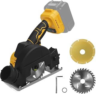 Wireless Circular Saw for Dewalt 20 V Battery, 4 Inch Brushless Power Mini Angle Grinding Saw, 3 Speeds and 12000 RPM, Cutting Depth 0.8 Inch (20 mm) for Metal, Wood, Plastic (No Battery)