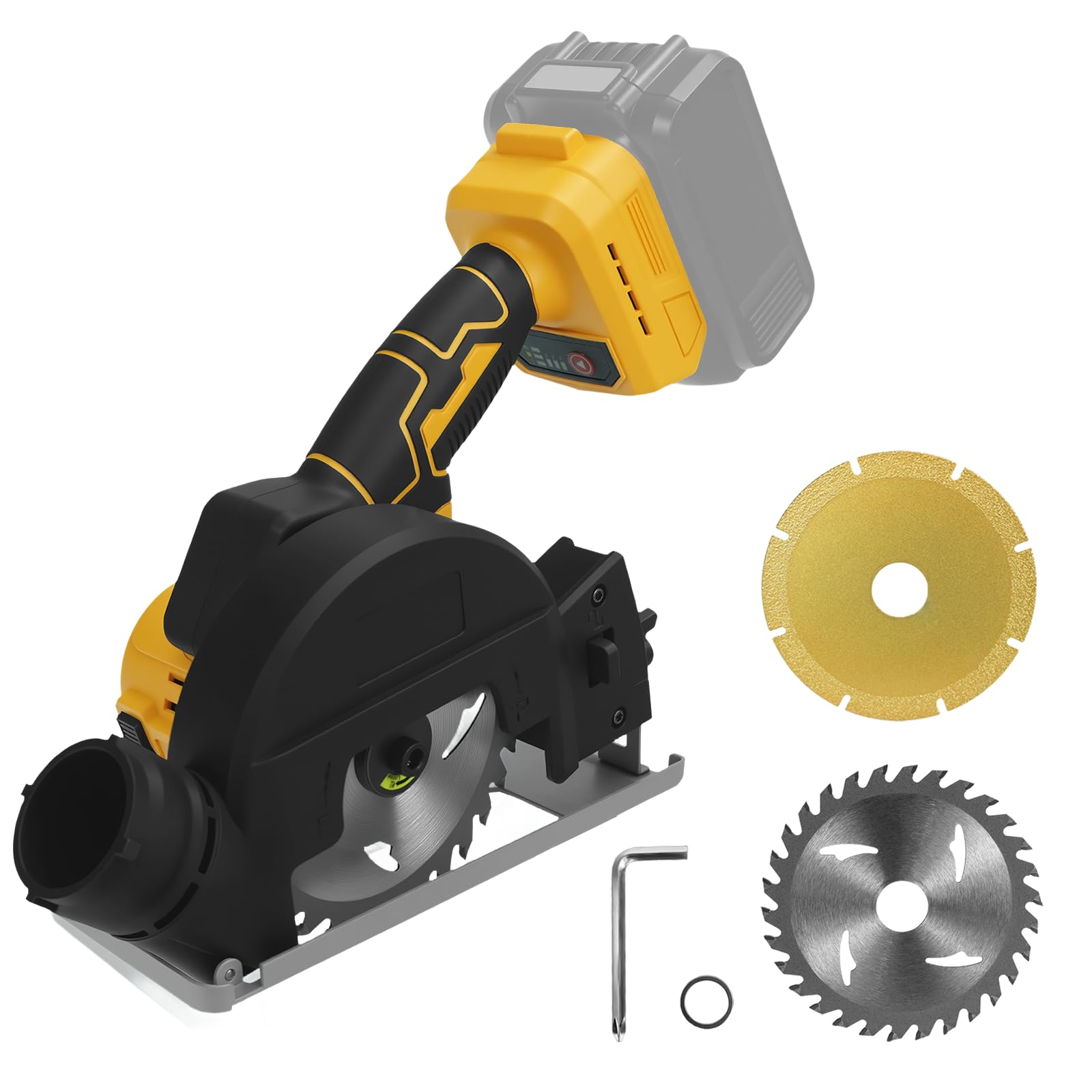Bezprzewodowa piła tarczowa do baterii Dewalt 20 V, bezszczotkowa Power Mini piła kątowa, 3 prędkości i 12 000 obr./min, głębokość cięcia 20 mm, do metalu, drewna, tworzywa sztucznego (bez baterii)