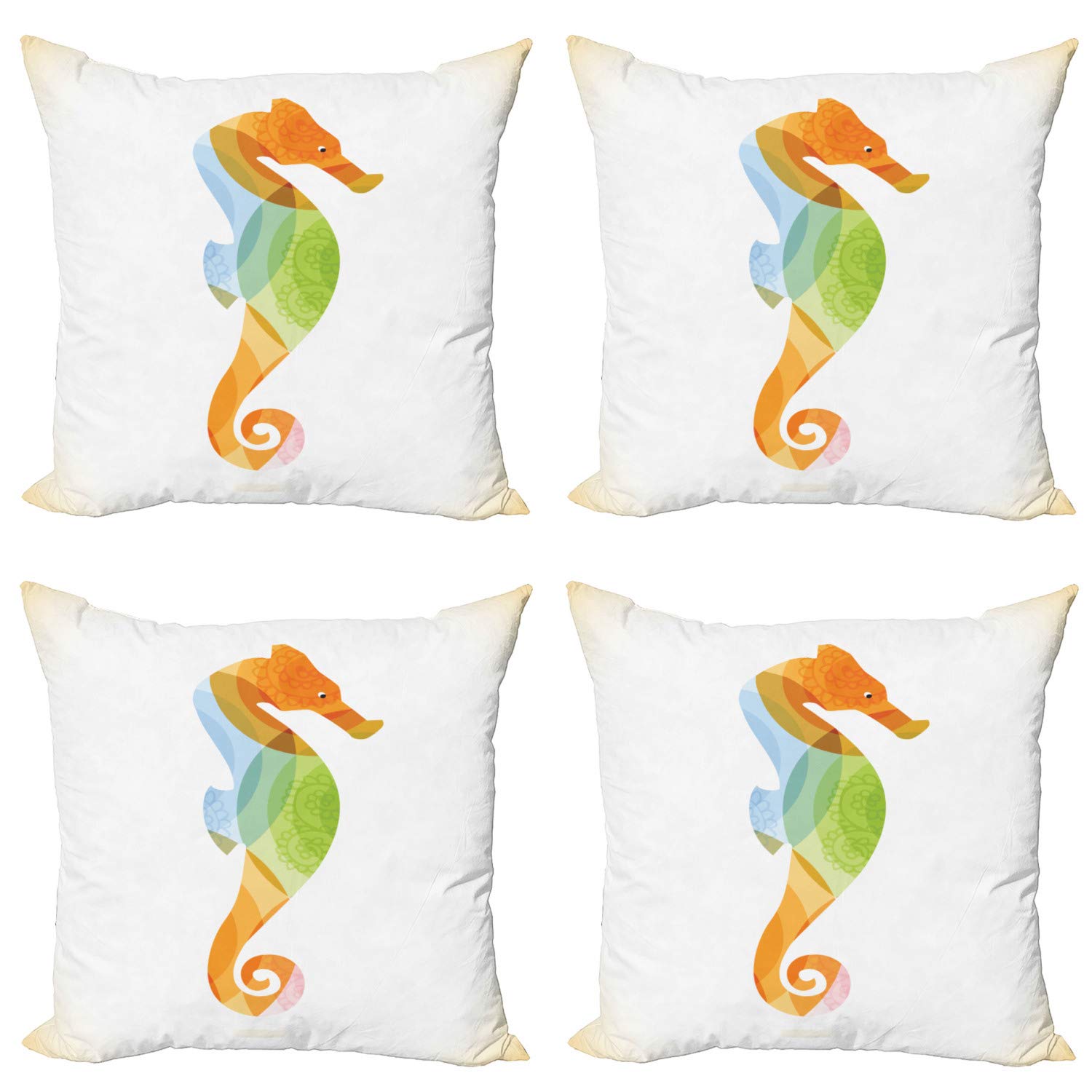 ABAKUHAUS Animale Federe Cuscini Set di 4, Abstract Fish