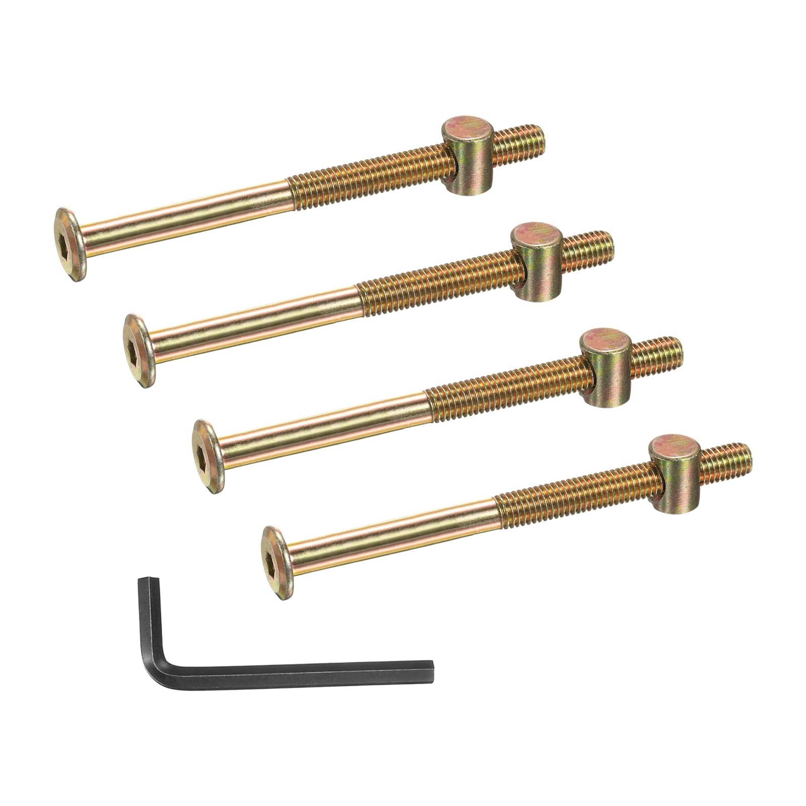PATIKIL 4 Set Bunk Bed Bolts and Nuts Kit, M8x120mm Furniture Bolts Hex Drive Socket Cap Hardware Replacement for Beds Headboards Chairs