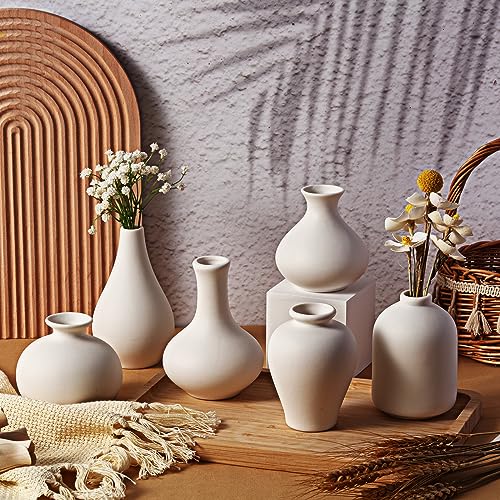 Tioncy White Bud Vases, Small Ceramic Vase Set of 12