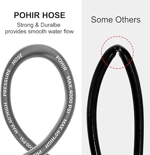 Miniatura 5 de POHIR Manguera de lavado a presión de 25 pies x 14 pulgadas, manguera de alta presión súper flexible, resistente a las torceduras, 4000 psi,