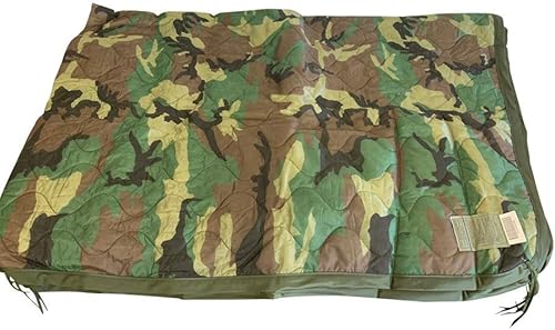 Fabricado en Estados Unidos – Genuino forro de poncho militar estadounidense – Woodland Camo (individual – Winston Salem Industries For the Blind –