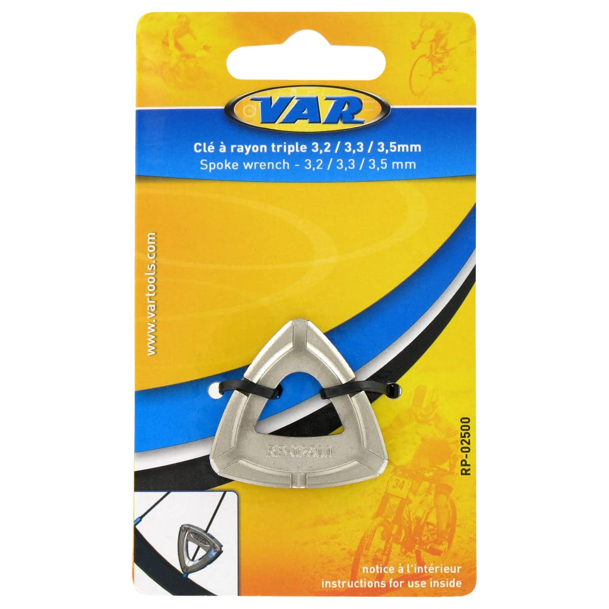 VAR RP-02500-C Speichenschlüssel, Silver, 3,2mm / 3,3mm / 3,5mm