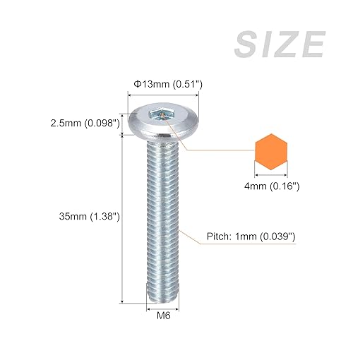 Miniatura 2 de METALLIXITY Tornillos de cabeza hexagonal (M6x35mm), 10 unidades, tornillos de acero al carbono, para maquinaria, muebles, bricolaje