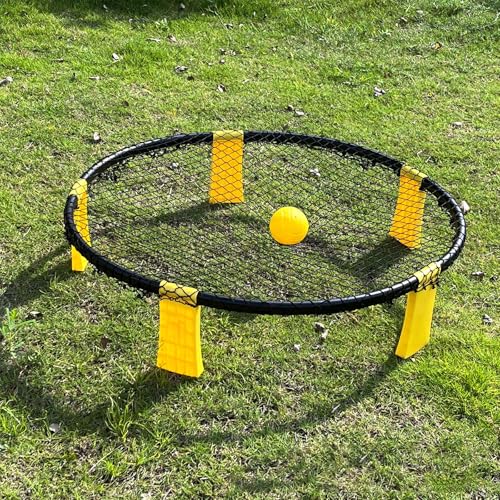 Fesatccoz Roundnet Set Outdoor für Garten Strand und Park – Komplettes Ballspiel Set für Draußen inkl. Netz 2 Bälle Pumpe und Tasche – Stabiles Strandspiel für Erwachsene und Kinder