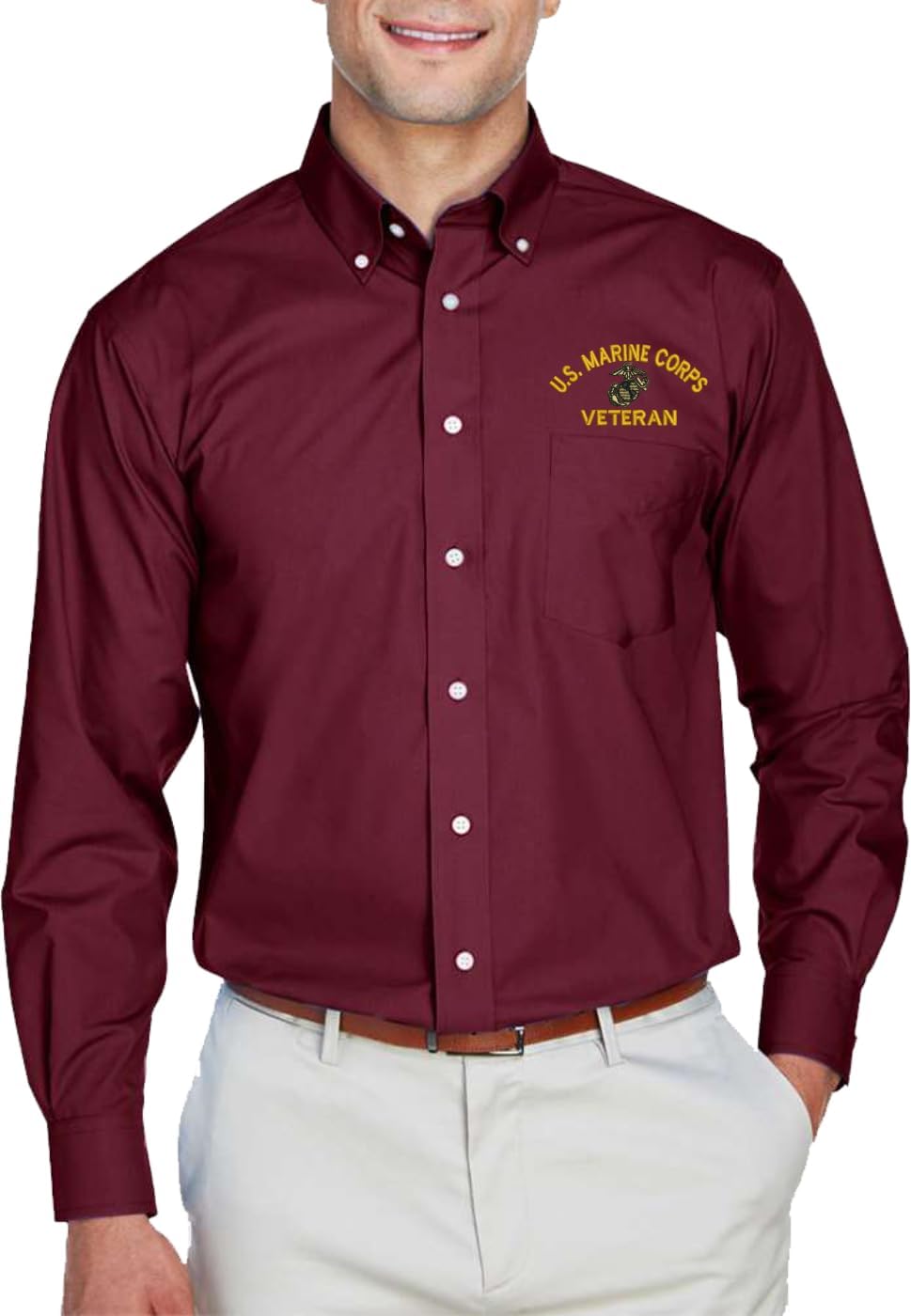 MilitaryBest U.S. Marine Corps Veteran Dress Shirt, Embroidered