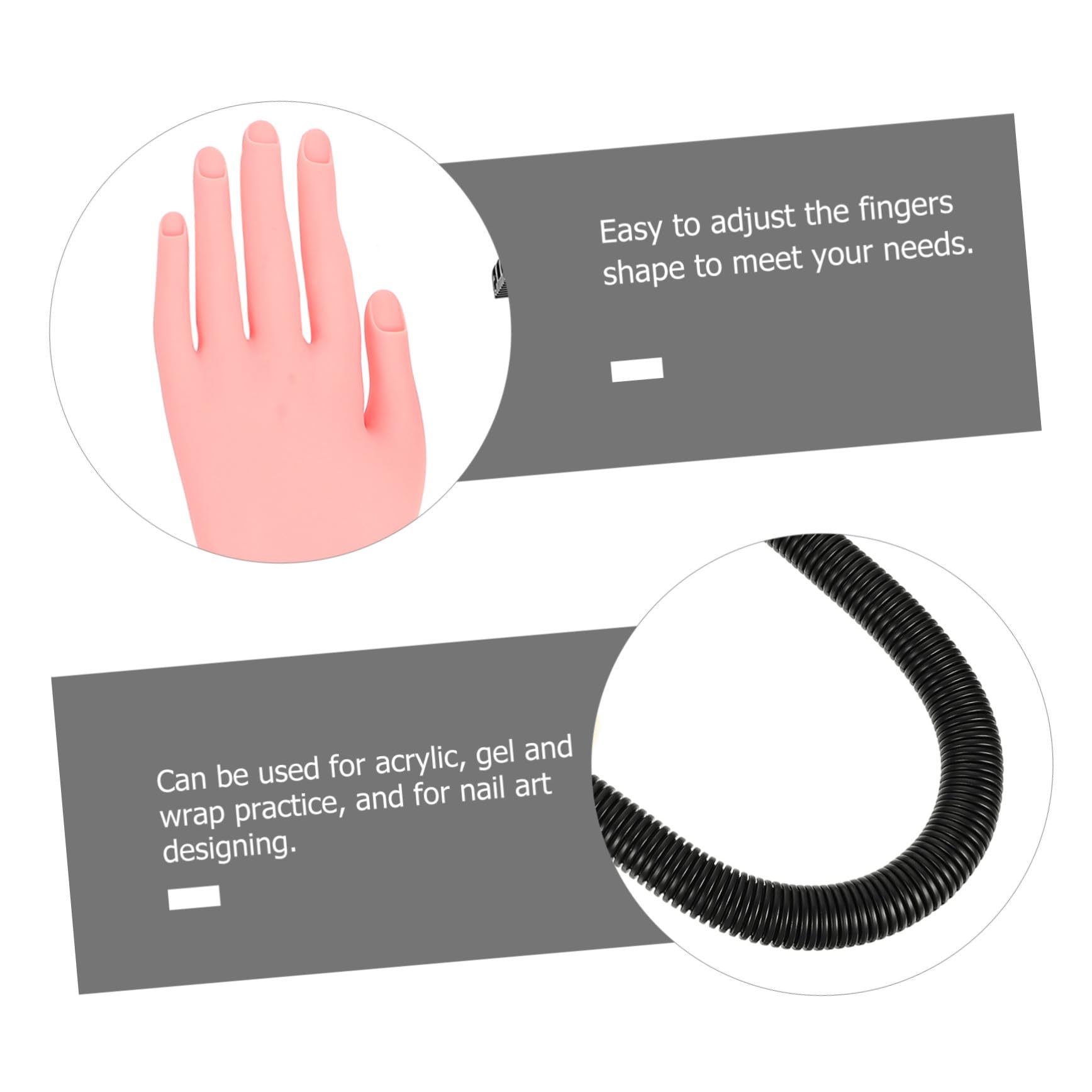 COLLBATH Modelo de Mano de Plástico para Practicar Uñas Diseño Flexible, Adecuado para Entrenamiento de Manicura y Arte de Uñas Profesional
