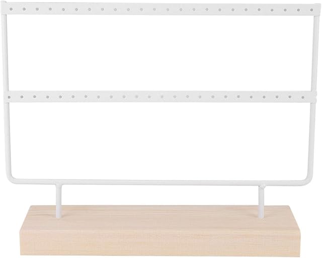 Earring Organizer Stand, Earring Holder Earring Display Jewelry Holder Stand, 46 Holes, 27 x 7 x 22cm(White)