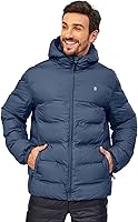 Vista 3 de Little Donkey Andy Men's Puffer Jacket Lightweight Warm Winter Coat With 4 Pockets Full Zip Windproof Insulated Hooded Jacket