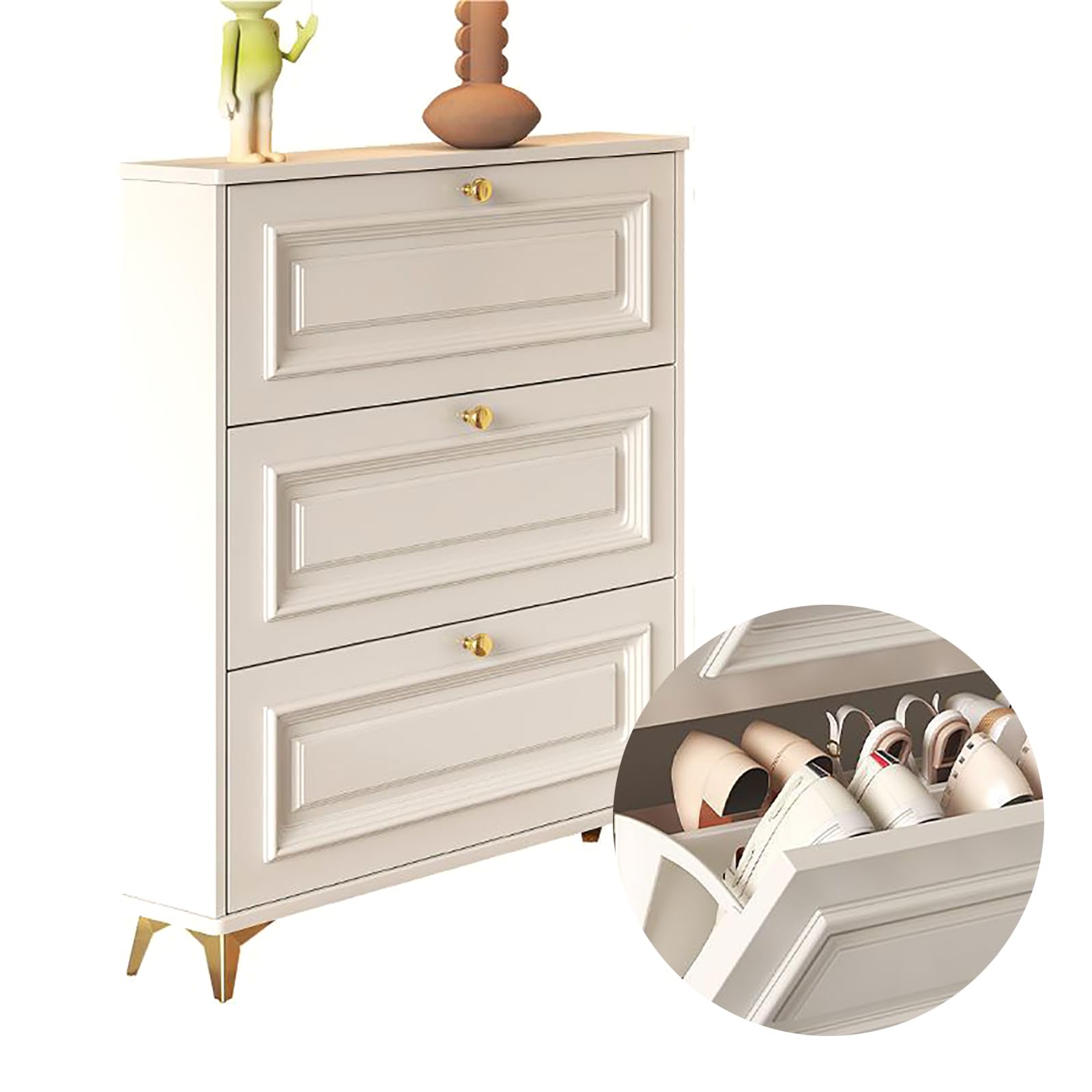 Banc de rangement à chaussures 70 cm avec 3 tiroirs pliables et étagères coulissantes pour entrée